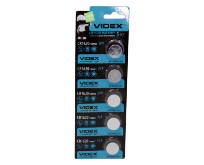 Литиевая батарейка таблетка VIDEX CR1620, 3V