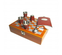 Шахматный набор с фляжкой (232мл), воронкой  и металлическими стаканами